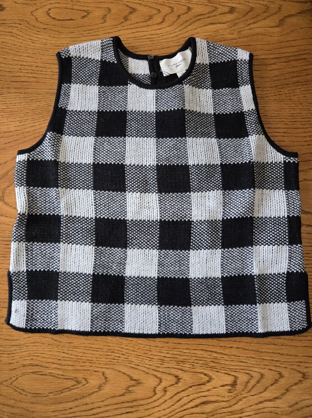 Pomander Place Black and White Checker Knit Tank